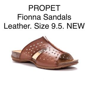 NWOT 9.5 Propet Fionna Sandals Leather Shoes Flip Flops Comfy Cork